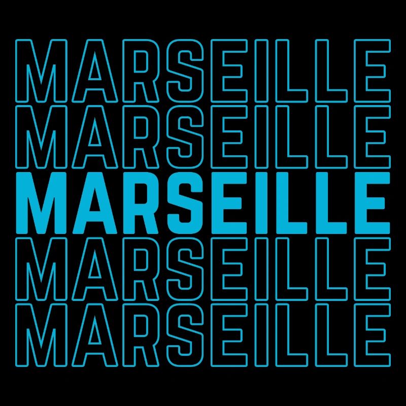 Marseille Outlined Repeat Neon Blau