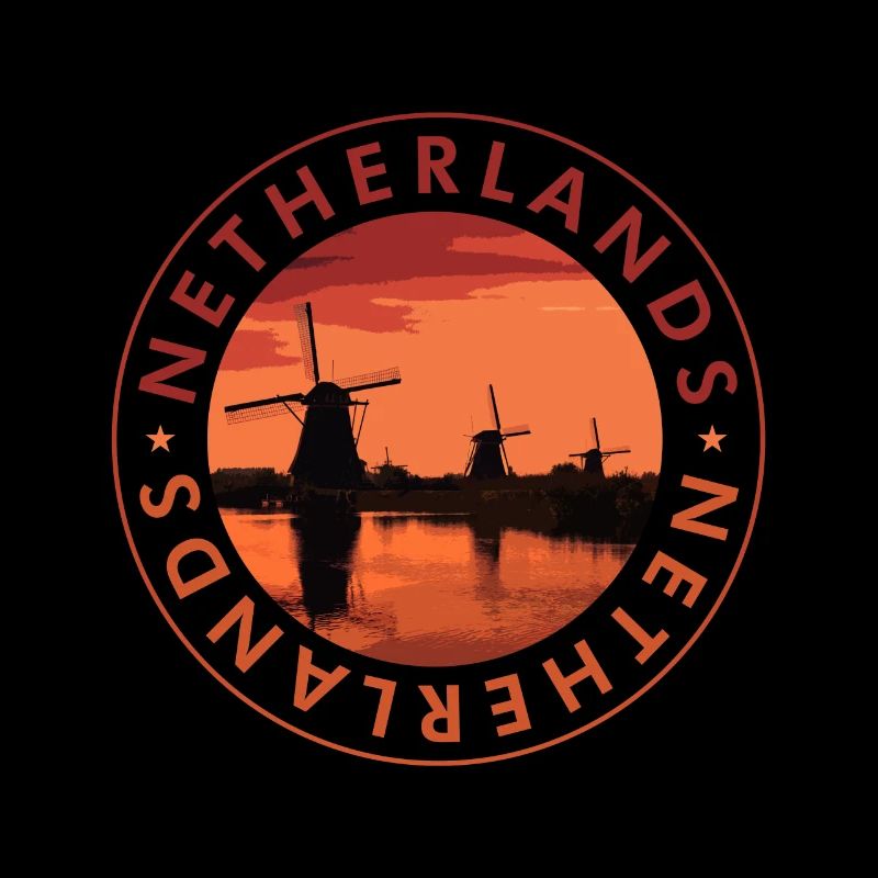 Netherlands Windmills Evening Stamp