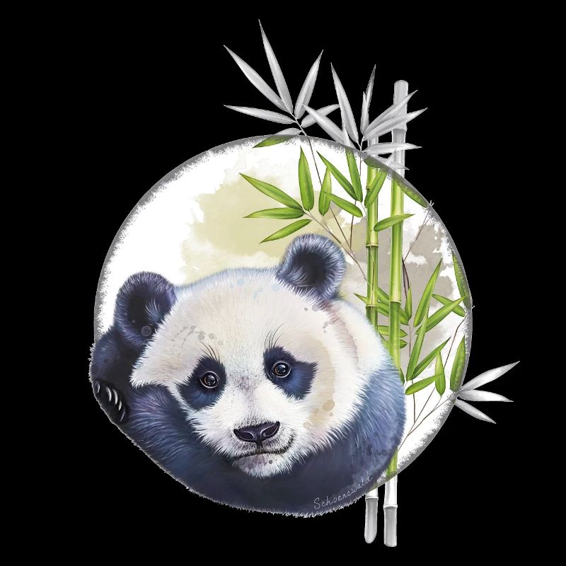 Cute panda bear with bamboo