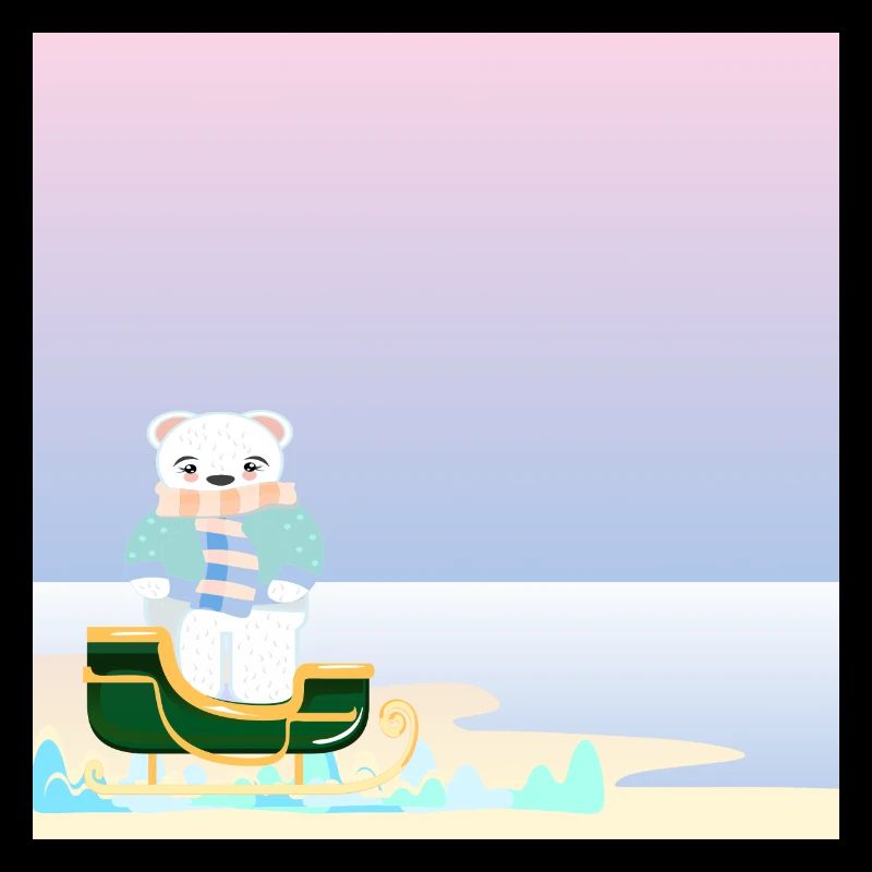 Winter Hintergrund - Eisbär am Meer - SCHLITTEN