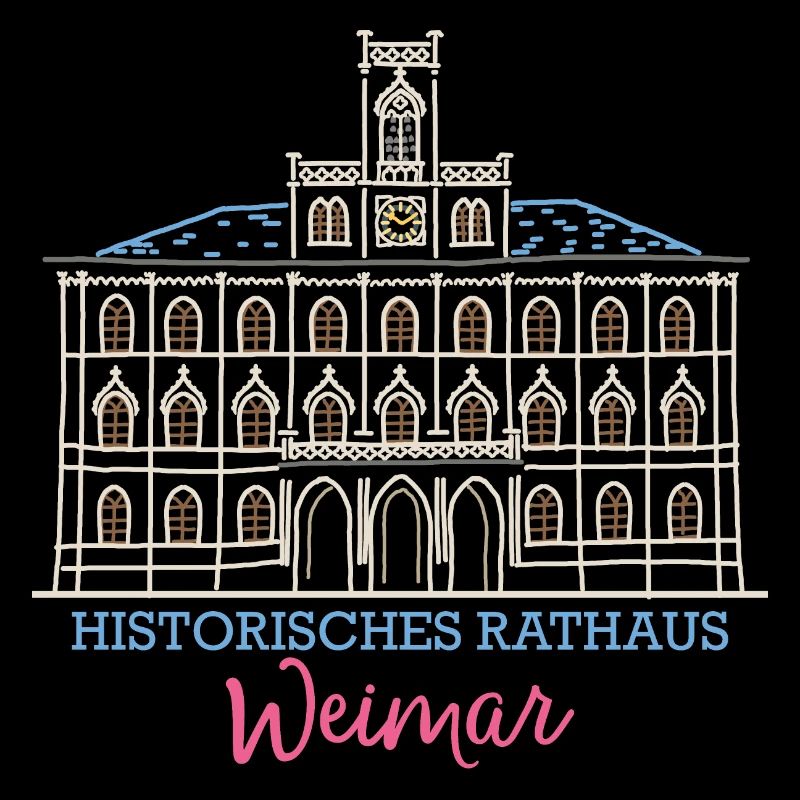 Weimar, historisches Rathaus, Strichzeichnung