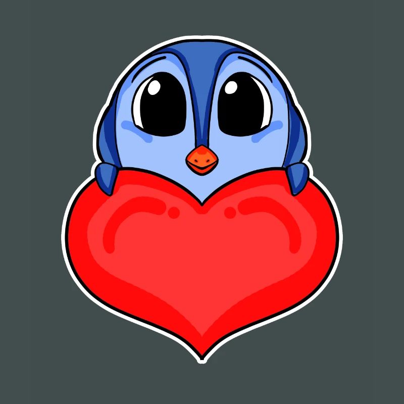 Pinguin mit Herz - Liebe Romantisch