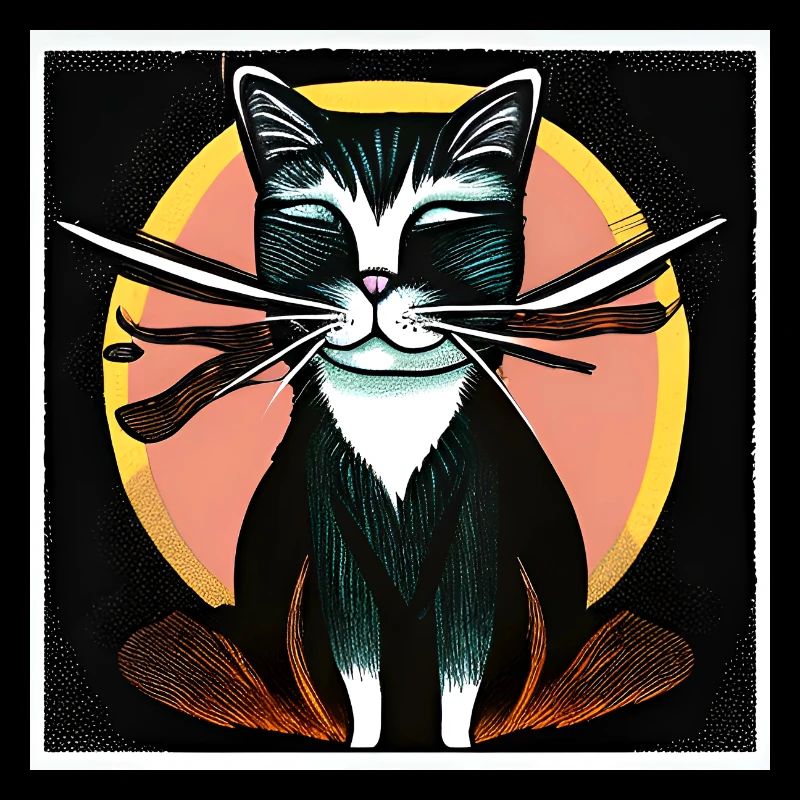 Portrait de chat illustratif avec aspect crayon