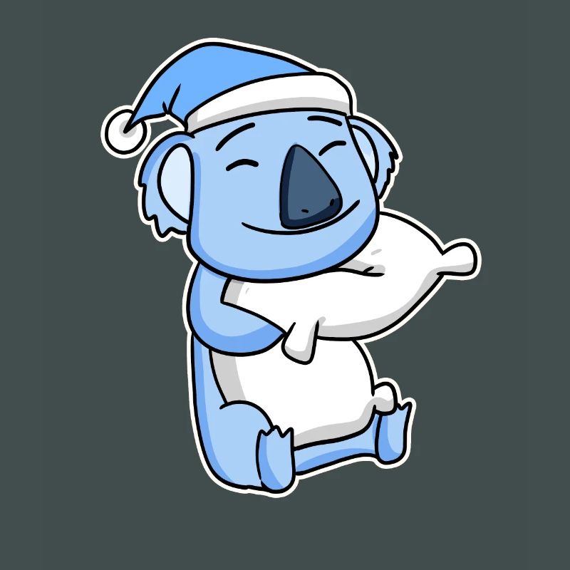 Koala with pillow and sleeping cap