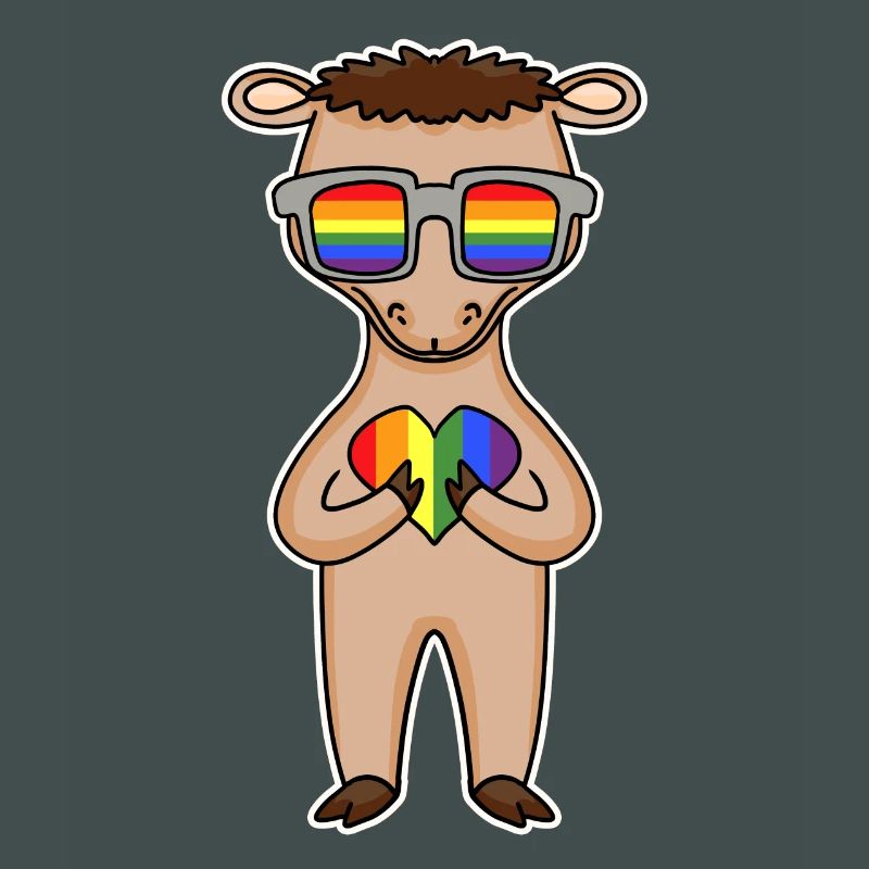 Regenbogen - Kamel mit Brille und Herz
