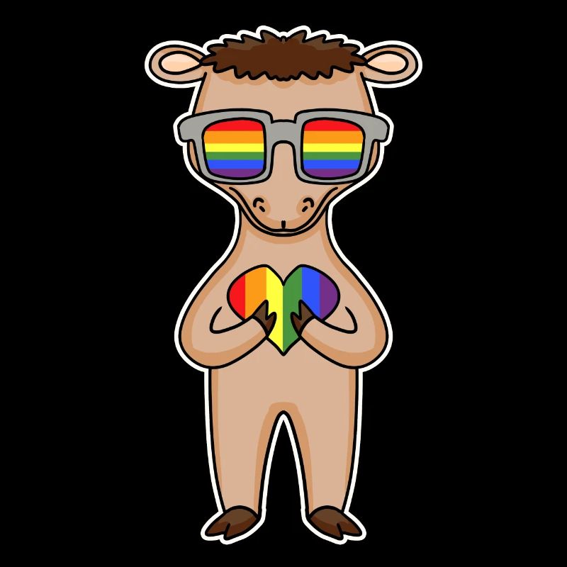 Regenbogen - Kamel mit Brille und Herz