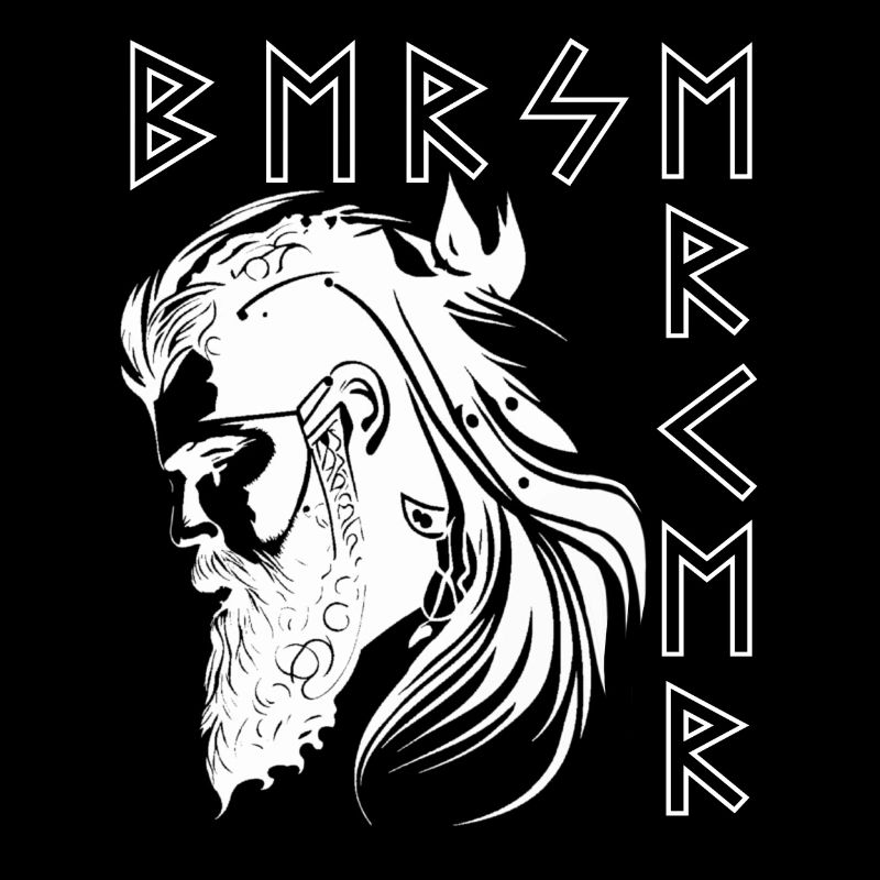 Viking head with rune frame