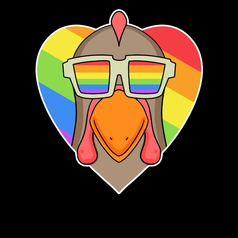 Regenbogen - Huhn mit Brille