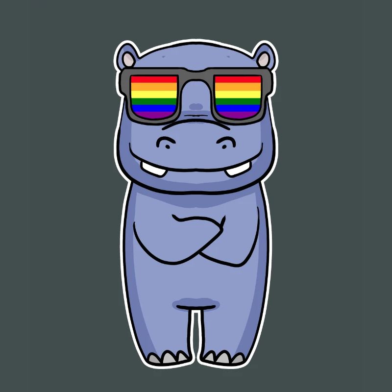 Regenbogen - Nilpferd mit Brille