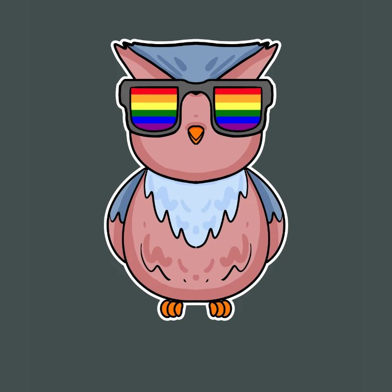 Regenbogen - Eule mit Brille