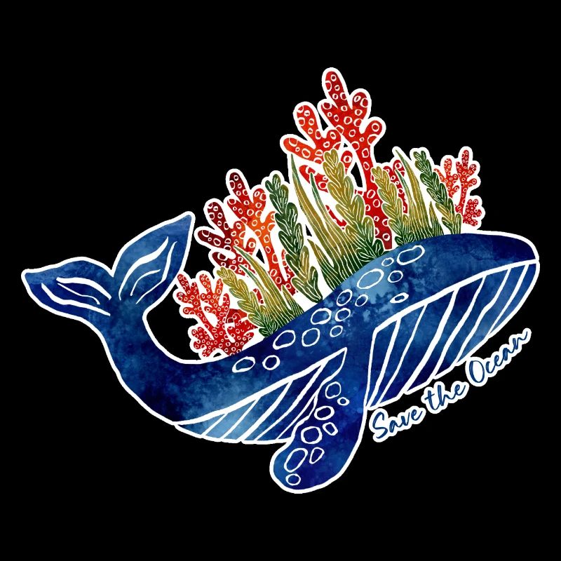 Illustration de baleine avec du corail | Protéger la mer