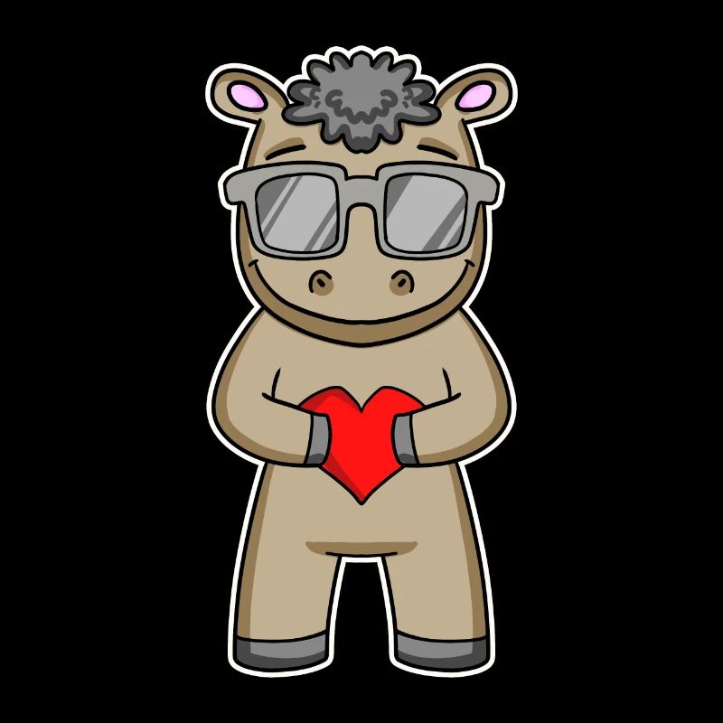 Cooles Pferd mit Brille und Herz