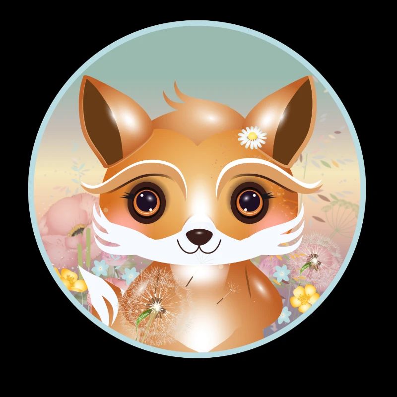 Cute fox on a flower meadow in spring