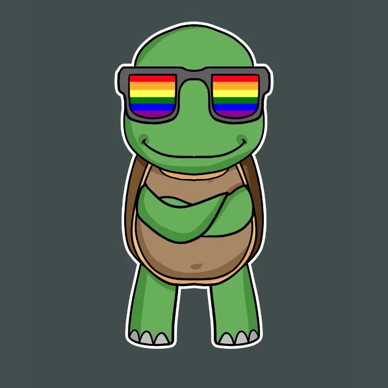 Rainbow - Turtle with glasses