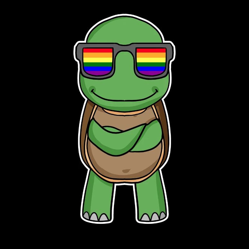 Rainbow - Turtle with glasses