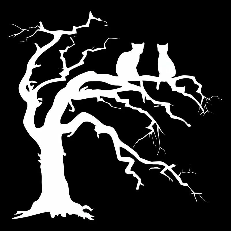 Arbre mort avec 2 silhouettes de chats