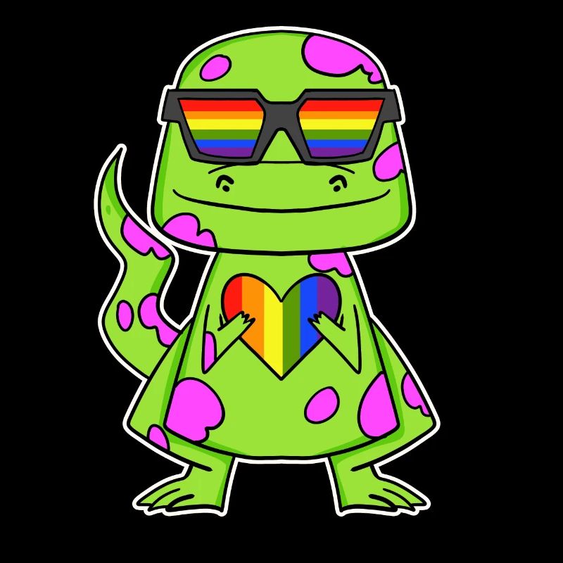 Dino Rainbow Heart Dinosaur