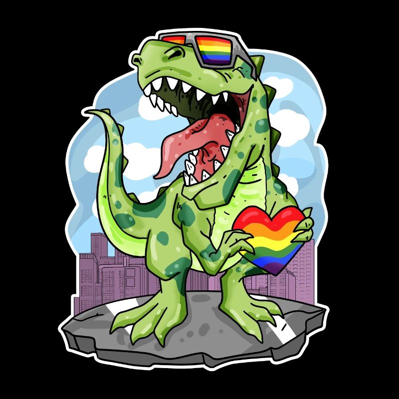 Dino Rainbow Heart Dinosaur