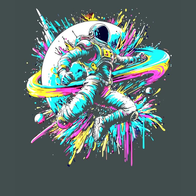 astronaute, coloré, couleur, explosion, graffiti, espace
