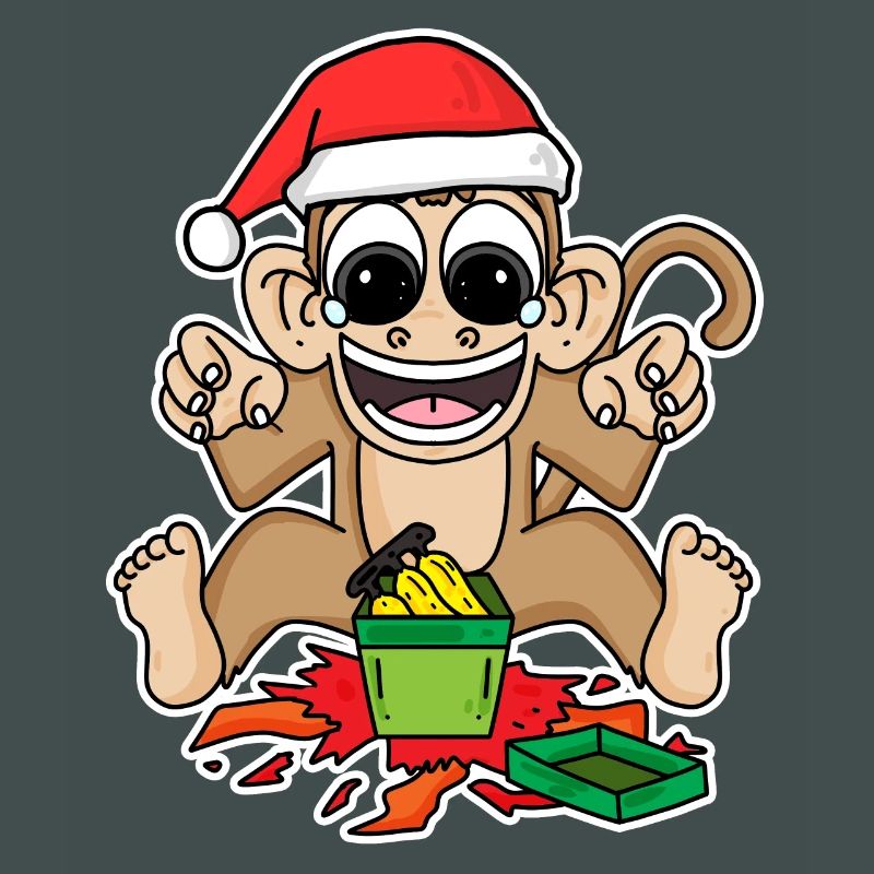Monkey with Christmas hat