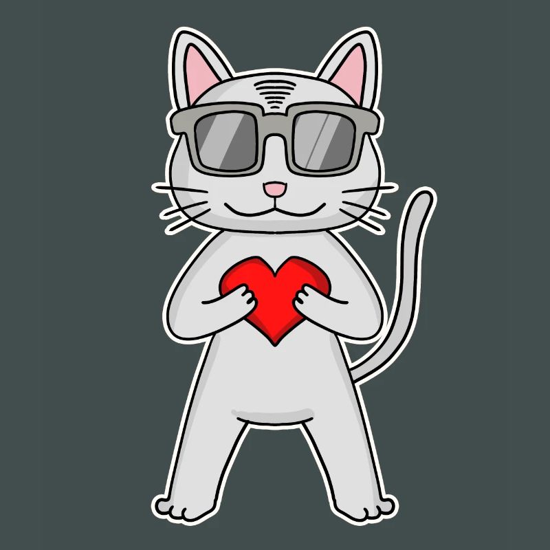 Katze mit Herz und Brille - Devon Rex