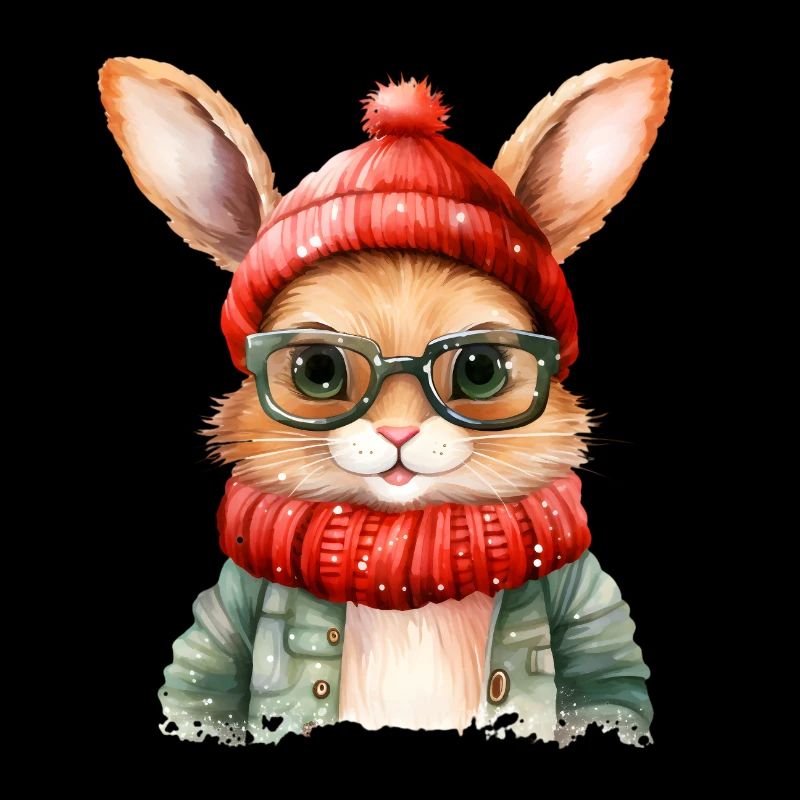 Cuddly bunny winter look with glasses