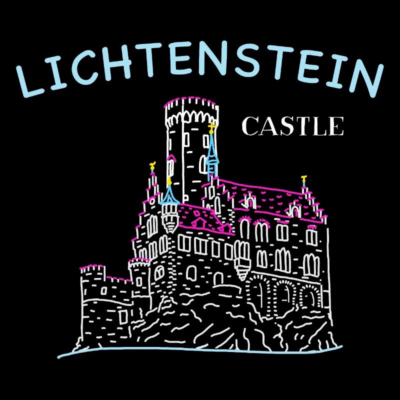 Lichtenstein Castle, Germany, Hand Drawing