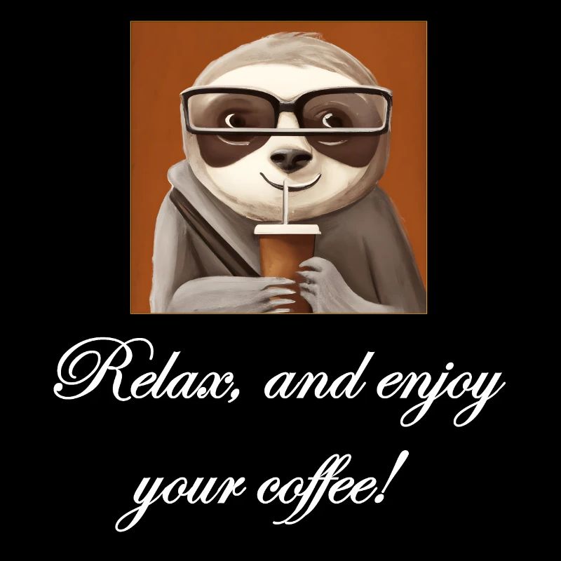 Faultier, das Kaffee trinkt.
