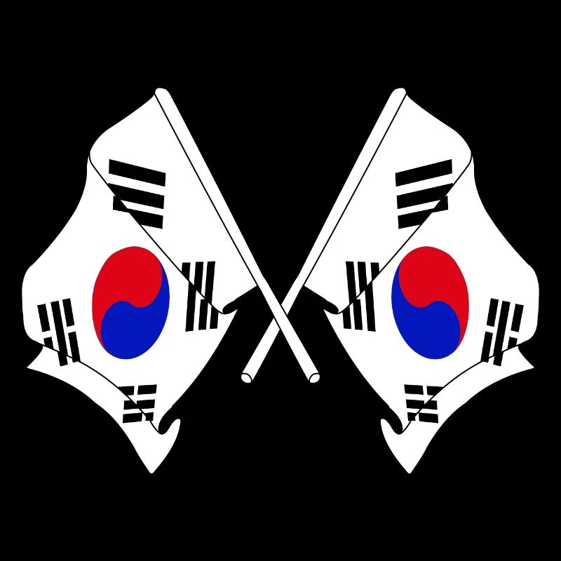 Deux drapeaux croisés de la Corée du Sud