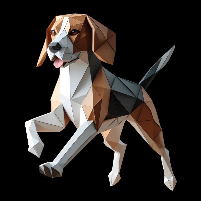 3D Geometric Origami Beagle Dog