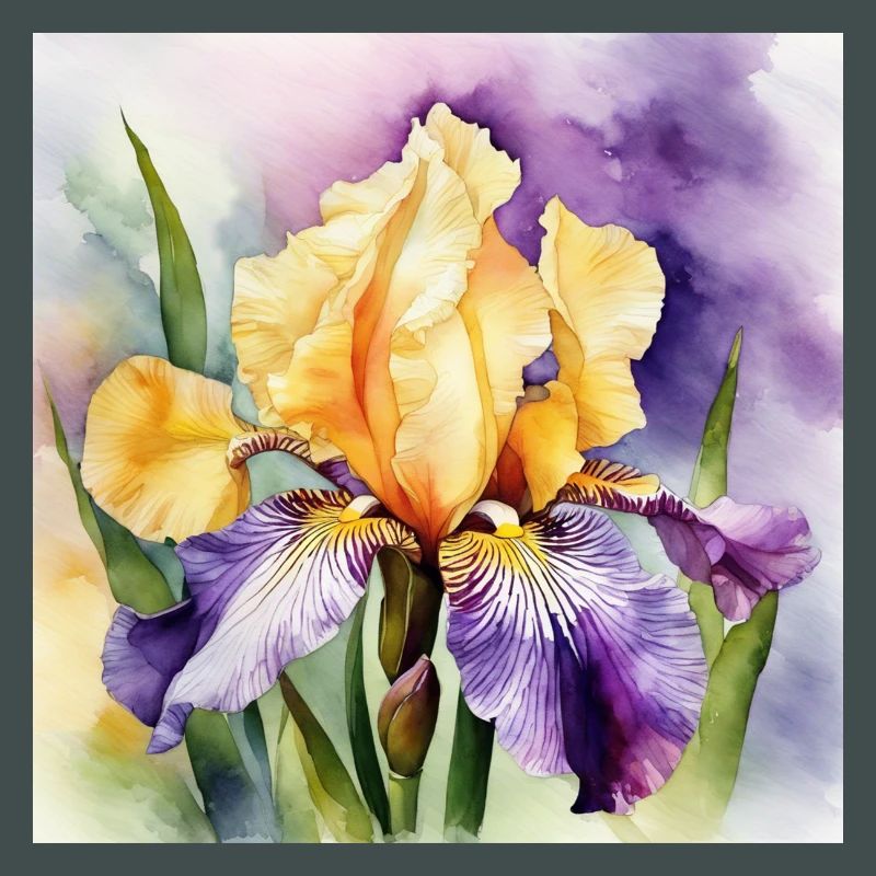 Iris iris violet orange | Conception à l’aquarelle