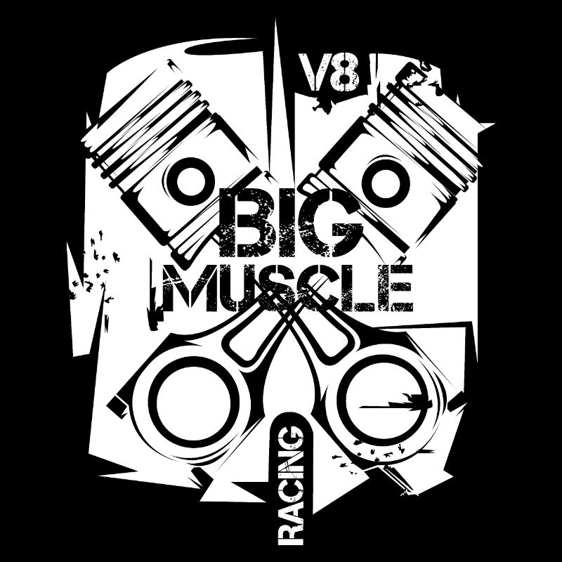 v8 musclecar piston engine car illustration logo