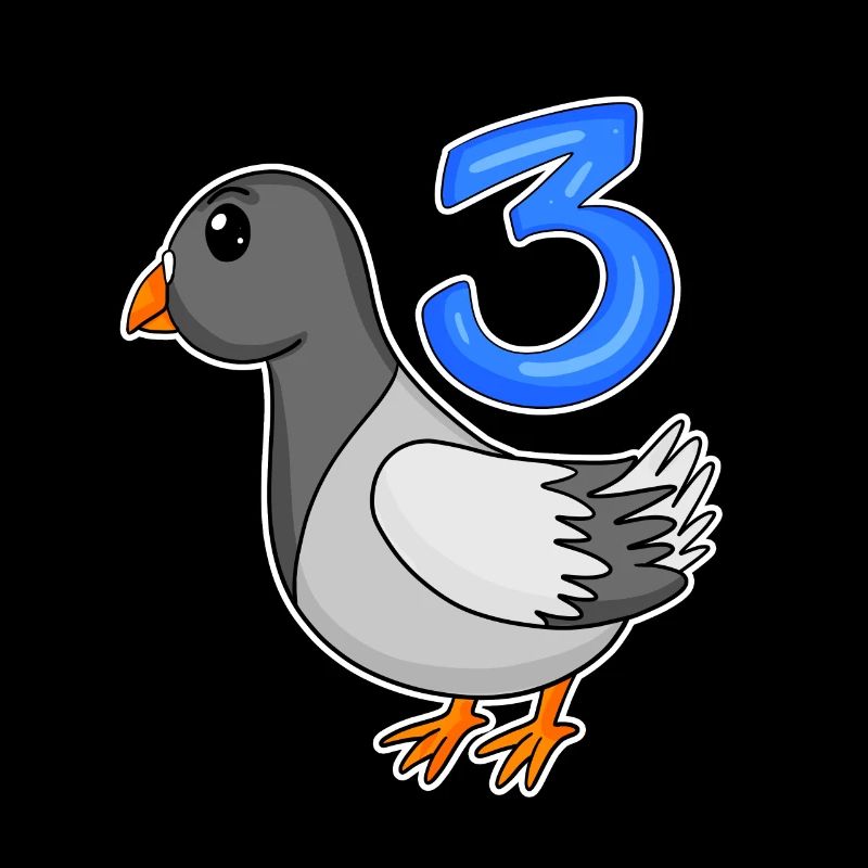 3rd Birthday Motif Dove - Three Years Old