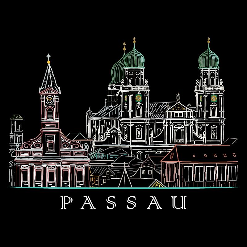 Passau Danube View, Bavaria, Germany, Drawing