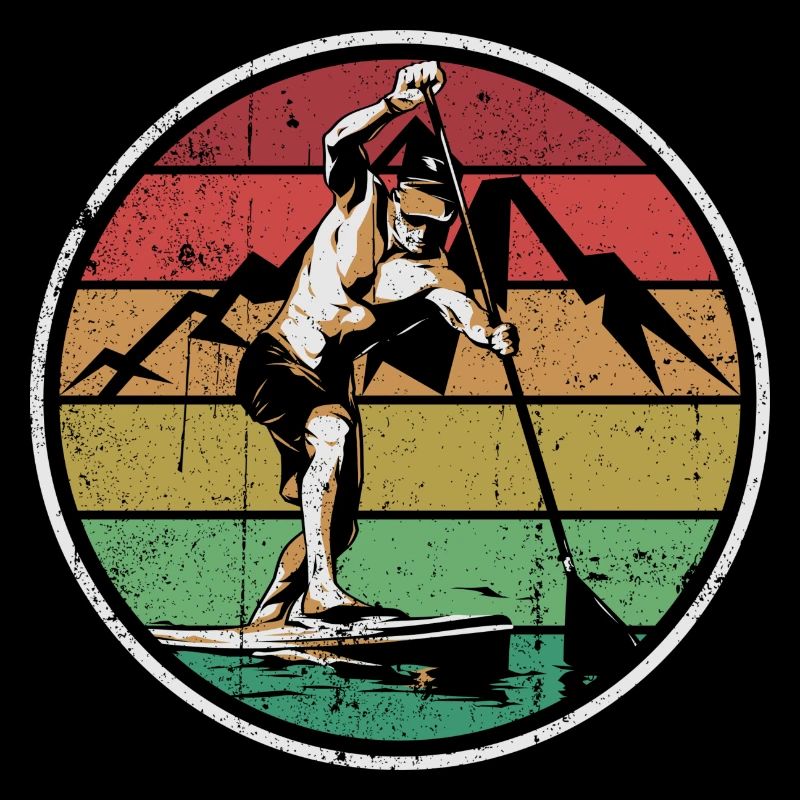 Retro Sunset Wakeboarder Circle