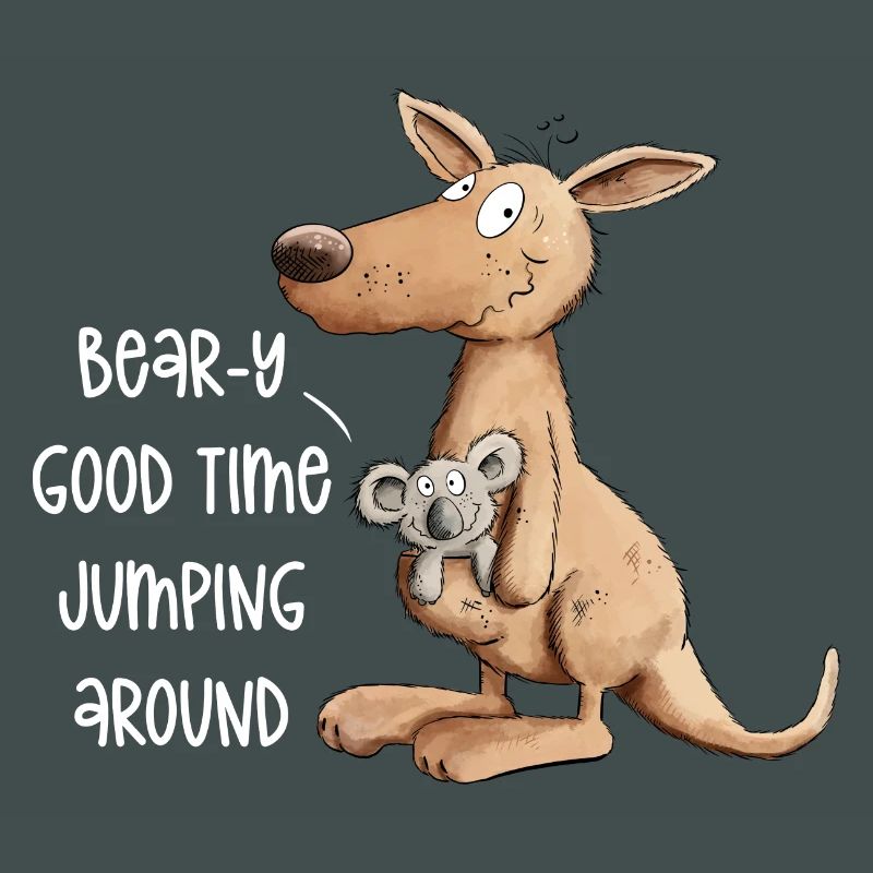 Droll kangaroo with koala bear Good Time