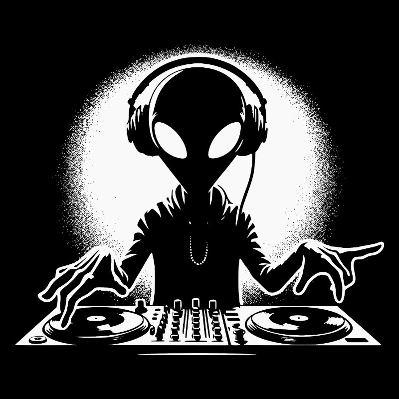 Düstere Alien-DJ Illustration