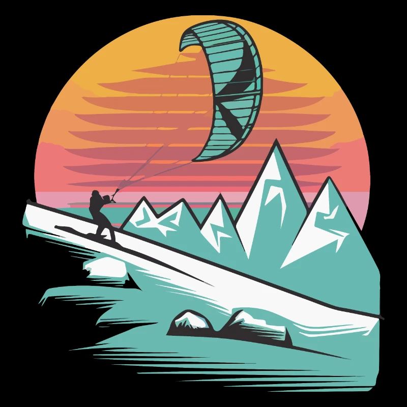 Snowkiting Minimalist Sunset