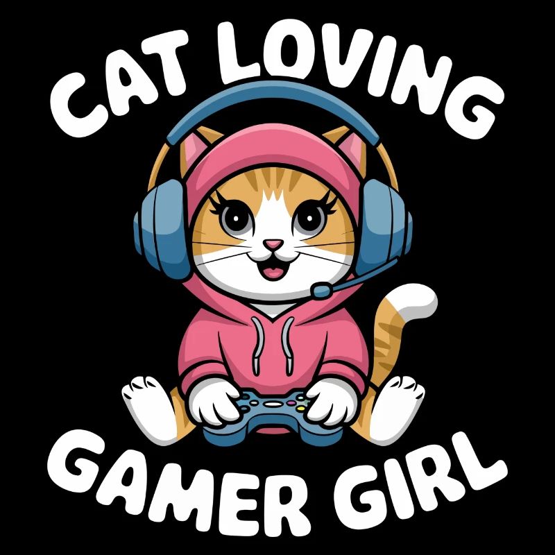 Katzenliebendes Gamer-Mädchen