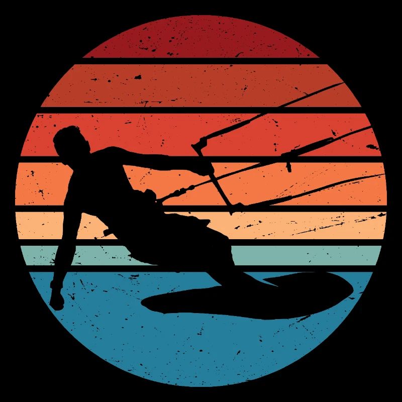 Silhouette de surfeur rétro coucher de soleil