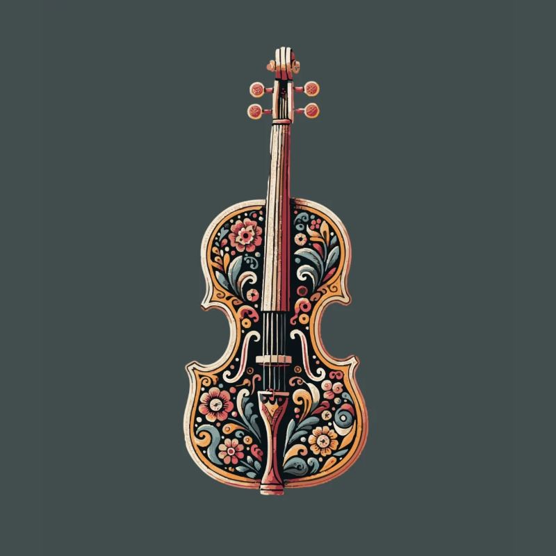 Artistic violin with floral pattern