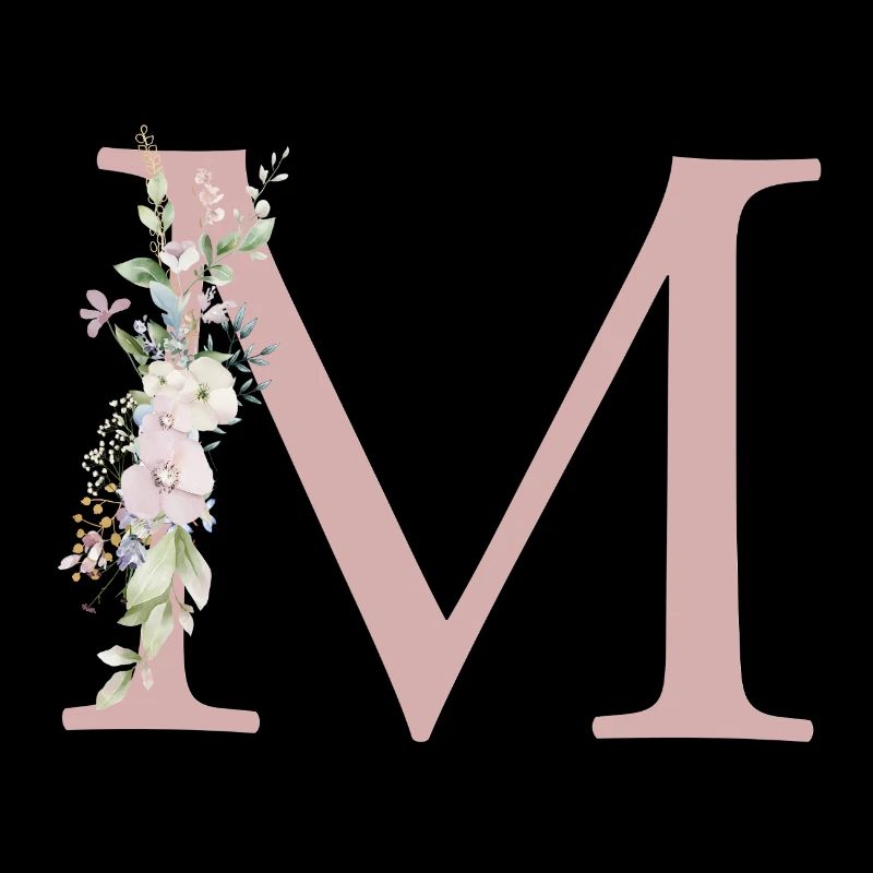 M Monogramm, Floral, personalisierbar