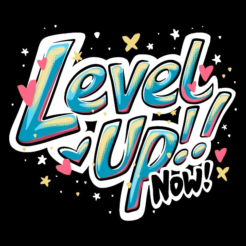 Lebendiges, inspirierendes "Level up now!" Zitat-Design