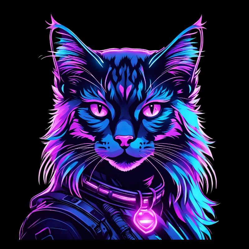 Néon Espace Chat Chat Portrait