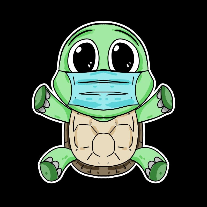 Cute turtle with mask