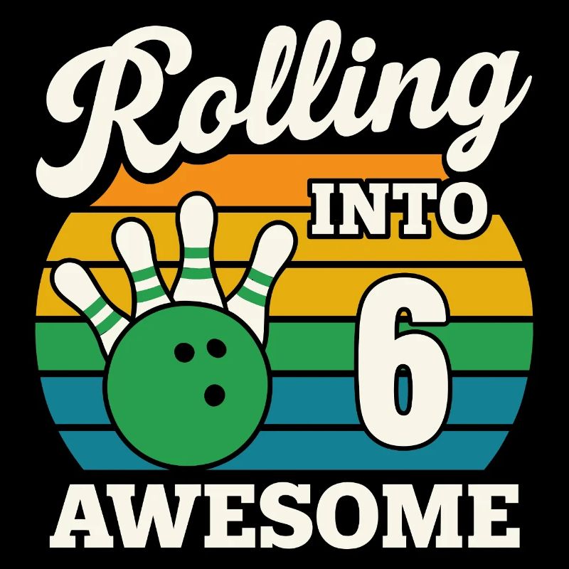 Rolling Into 6 Birthday Bowling Design