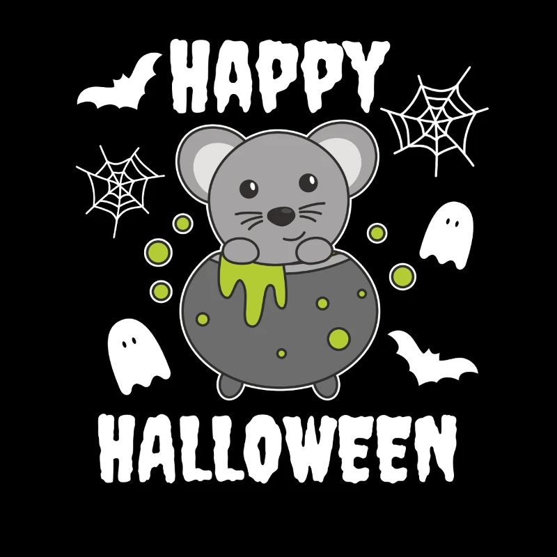 Souris Joyeux Halloween Chaudron de sorcière Chauve-souris