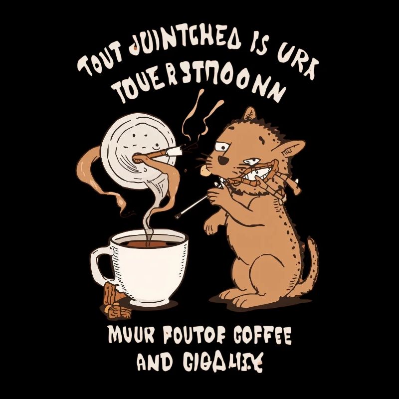Kaffee Katze Rauchen kippe Design Kaffeeliebhaber 