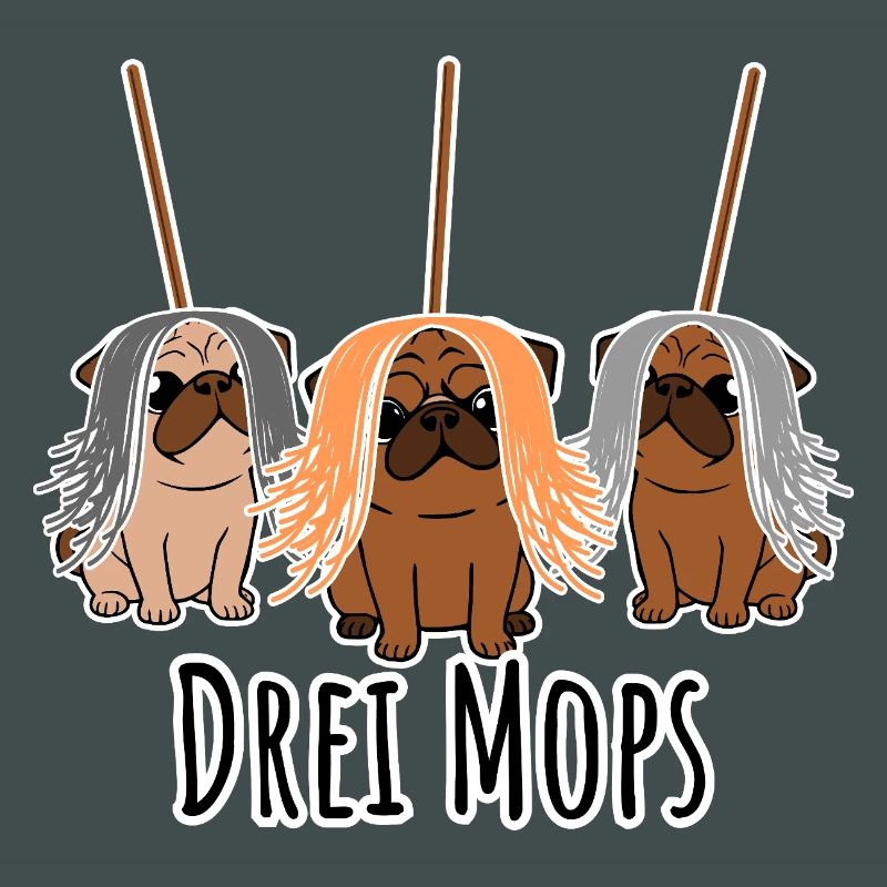 Zwei Mops - Hunde oder Putzgeräte? Hunde Humor?