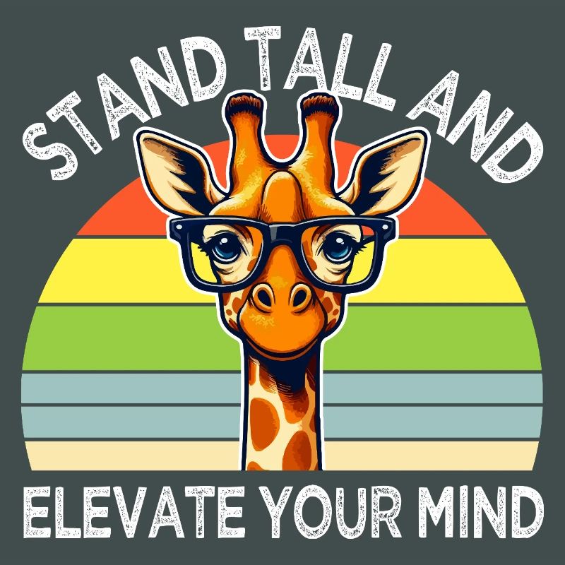 Inspiring Giraffe with Rainbow Glasses